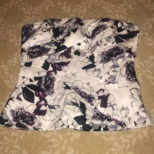 BW Mkt Silk floral sleeveless tailored bustier top